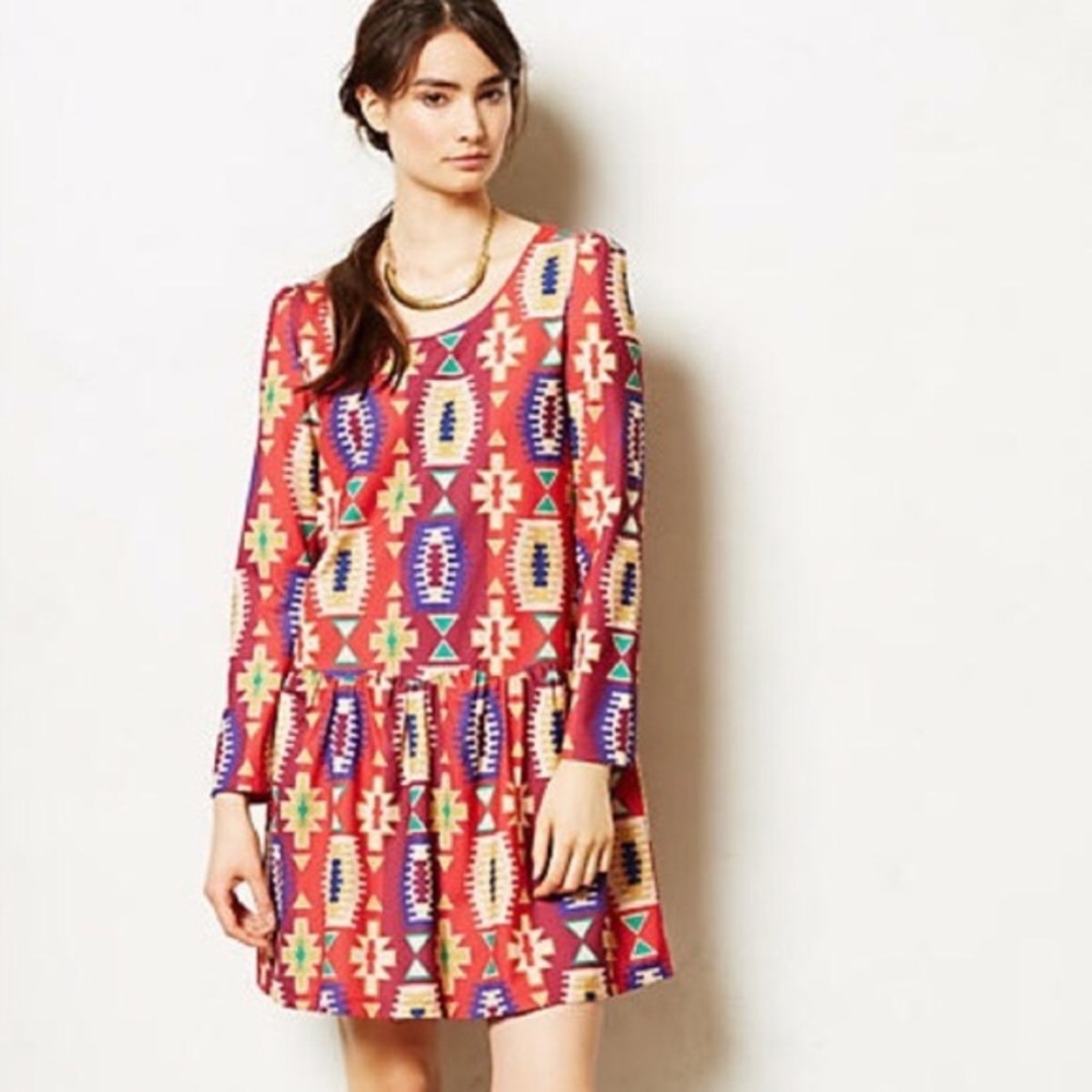Anthropologie Eyedoll Bright Aztec Dress - Size XS